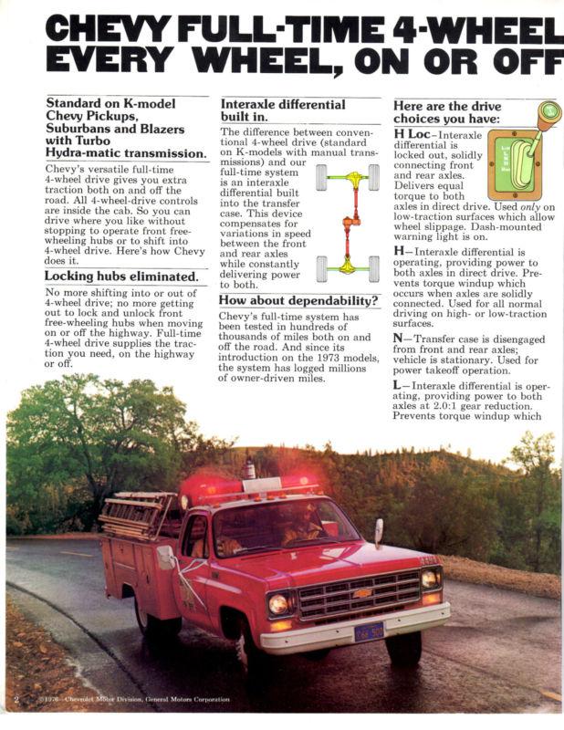 1977 chevrolet trucks pickup suburban 4x4 blazer 77 original sales brochure