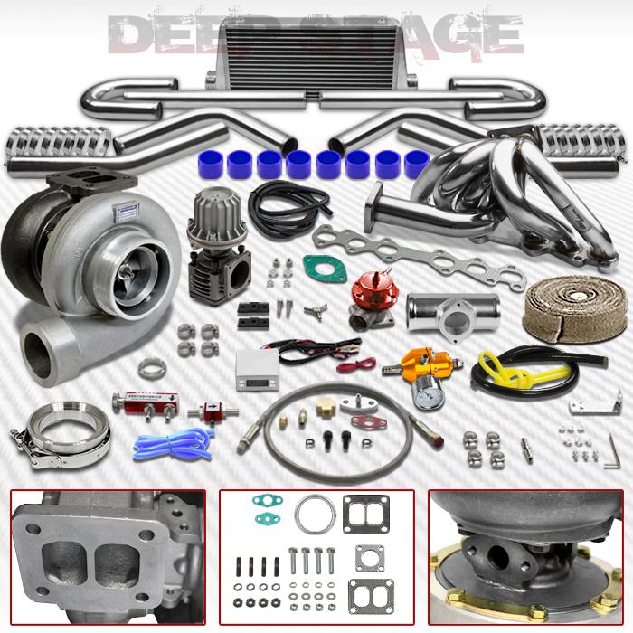 Gt45 t4 13pc turbo kit w/intercooler+blow off valve+manifold supra mk-iii 1jz-ge