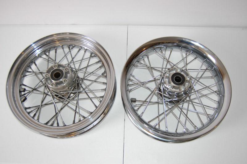 Harley davidson fl touring 2005 flht chrome spoke 16 x3 front rear wheels wheel