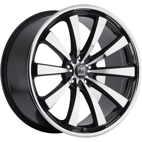 22x9 chrome black motiv majestic (407cb) wheels 5x112 5x4.5 +40 saleen s302 s281