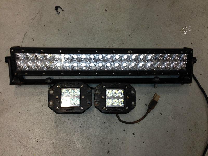 Rigid 20 inch led light bar + 2 d2 flush mount duallys 