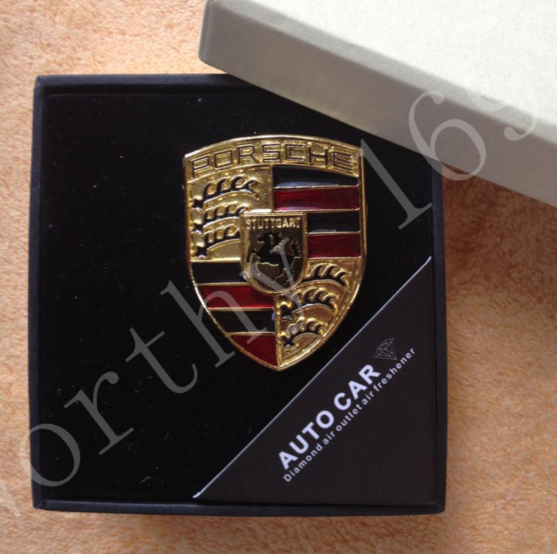 For porsche emblem car air conditioning vent diamond air fresh perfume 2 pcs