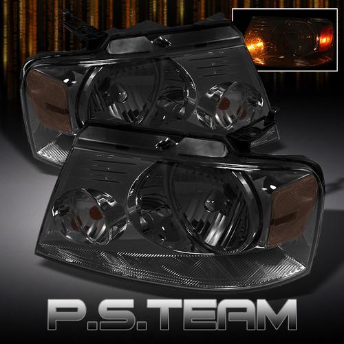 Smoked 04-08 ford f150 pickup crystal headlights lights lamps left+right