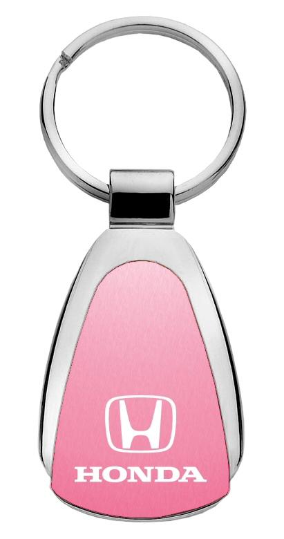 Honda pink tear drop metal keychain car key ring tag key fob logo lanyard