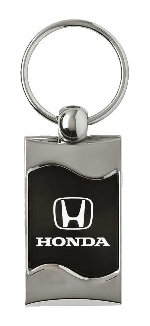 Honda black rectangular wave metal key chain ring tag key fob logo lanyard