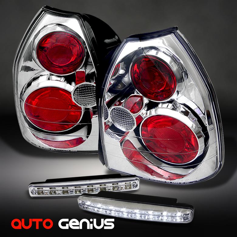 96-00 civic 3dr chrome altezza tail lamps + daytime led running lights drl combo