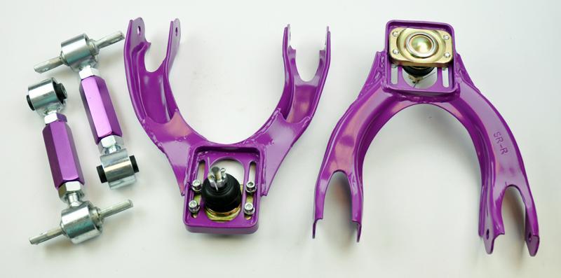 Honda civic, acura integra front control arms & rear camber kit - purple