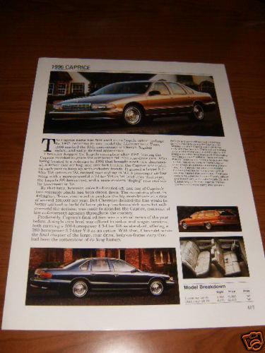 ★★1996 chevy caprice spec sheet info 96 classic 5.7 4.3 wagon★★