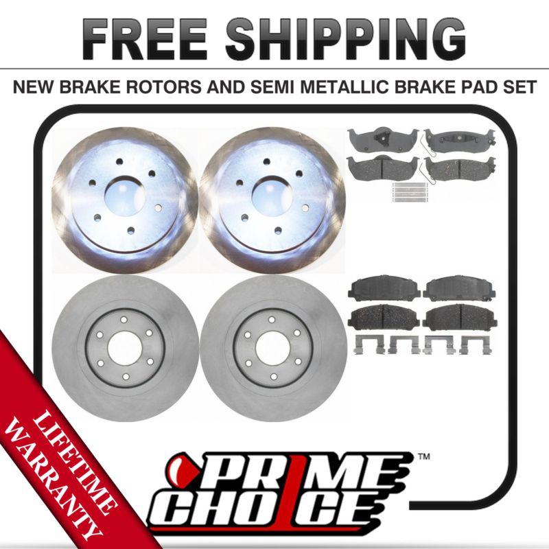 Front + rear kit (4) brake rotors & (8) brake pads with lifetime warranty