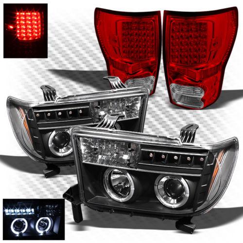 07-13 tundra black halo projector headlights w/led + led perform tail lights set