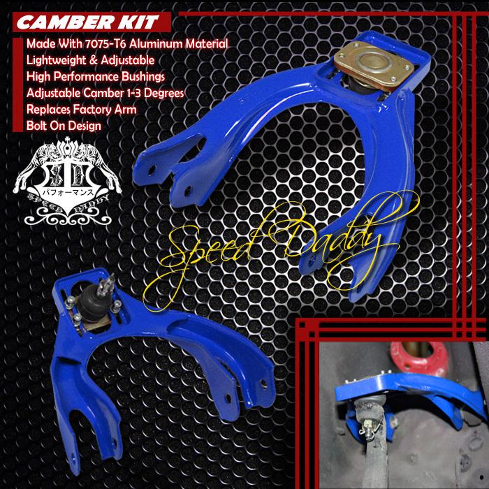 Adjustable steel front camber kits 94-01 acura integra 92-95 honda civic eg blue