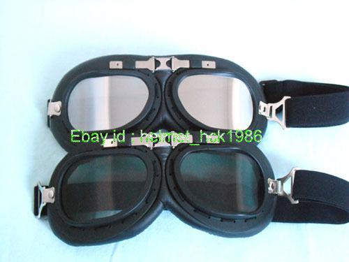 2 aviator uv pilot cycling black scooter atv goggles eyewear silver + brown lens