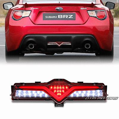 2013+ subaru brz scion fr-s chrome red housing clear lens bumper 3rd brake light