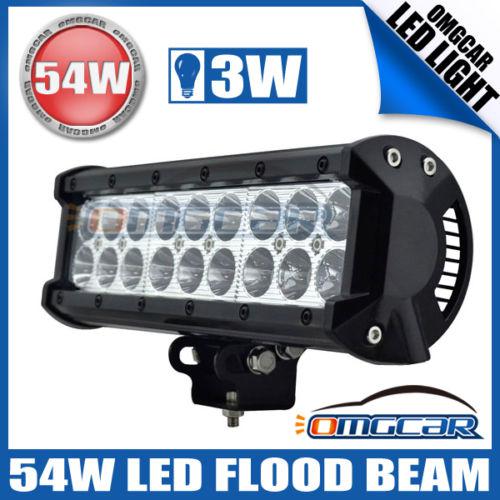 9inch 54w cree led work light bar 3780lm flood beam 4wd driving offroad  lights