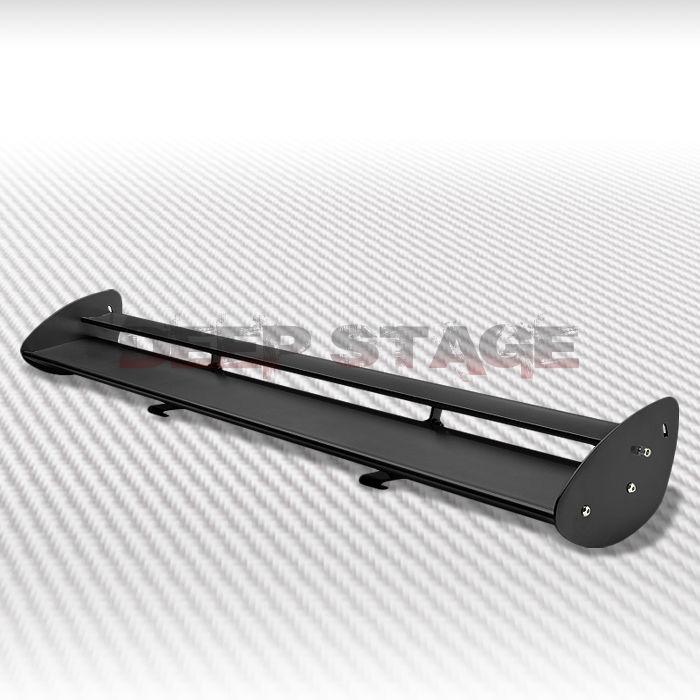 Gt style 43" aluminum rear trunk low-mount double racing spoiler/wing kit black