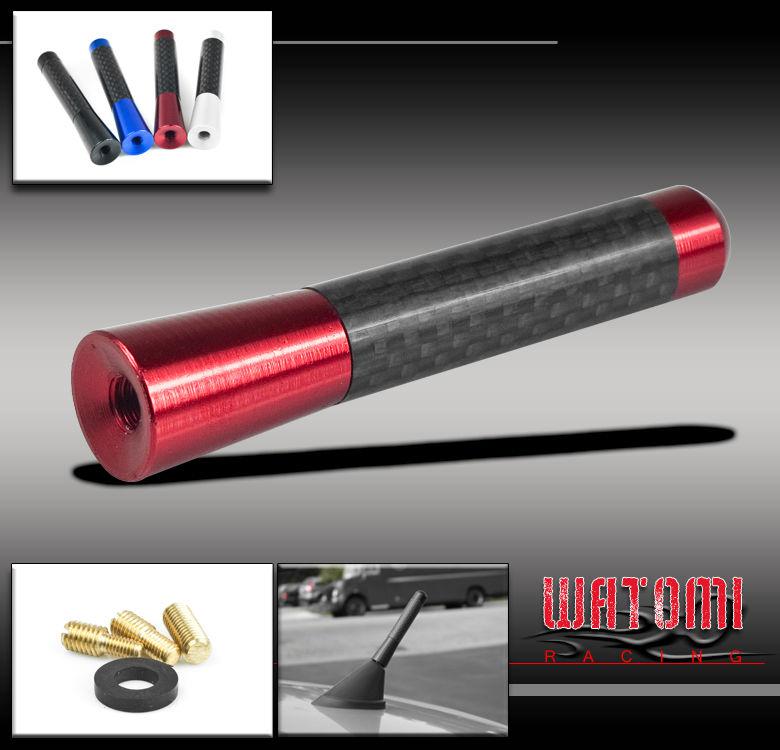 Universal 3"short sport style roof radio aluminum car antenna red/carbon fiber