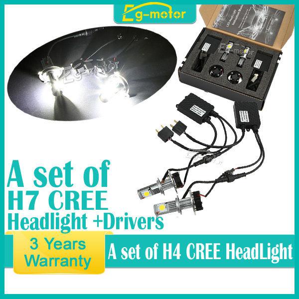 2pcs h7 cree 1800lm led high low beam car led headlight light bulbs for jetta