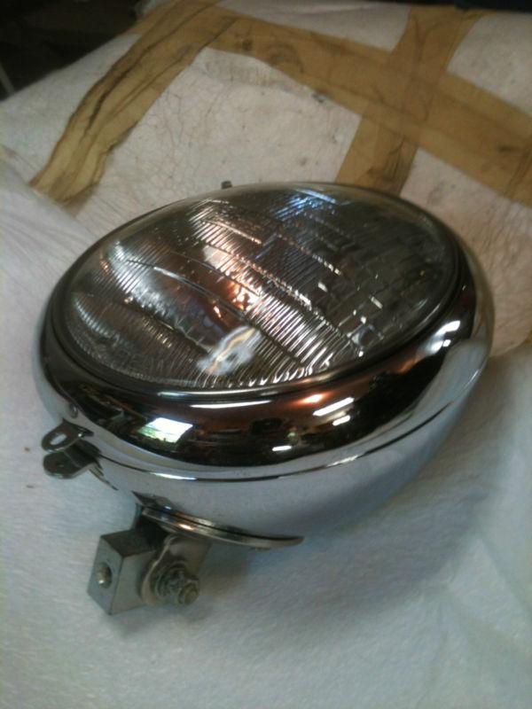 Two hot rod headlights crome bucket 7" halo sealed beams