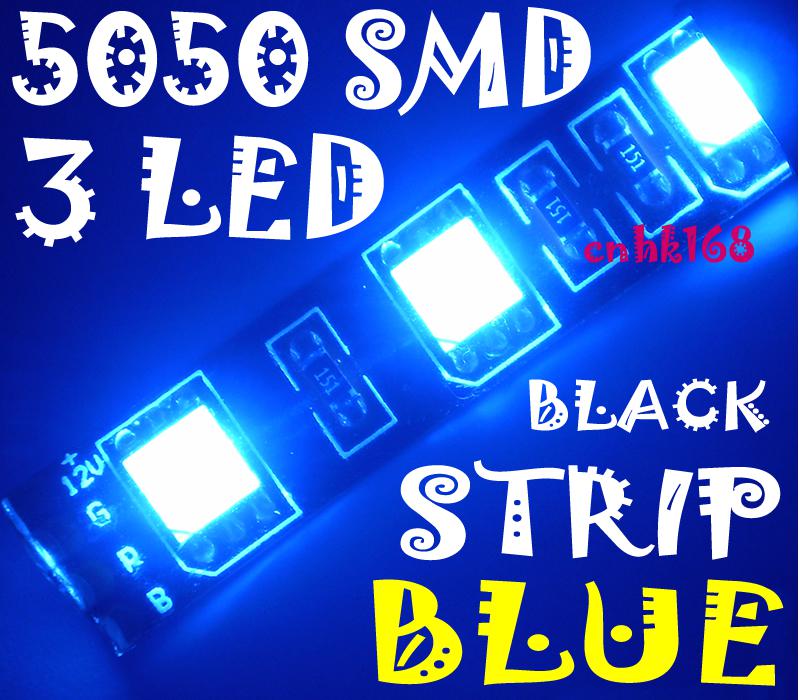 4 pcs car truck motorcycle bike 5050 smd 3 led 6cm light black strip stripe blue