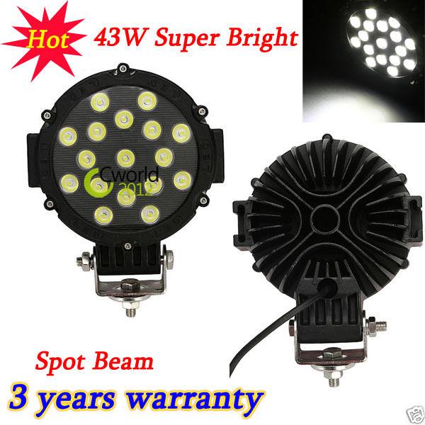 43w led work light spot beam lamp car vehicle suv boat mining camping 4wd 4x4