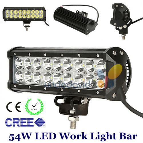 54w 9" cree led work light bar vehicle spot lamp offroad suv atv boat jeep truck