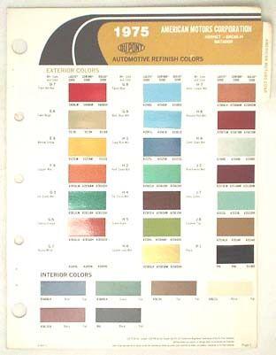 1975 amc dupont color paint chip chart jeep   matador hornet original