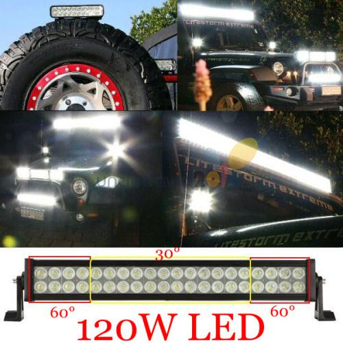 24" 120w led alloy work light bar spot flood combo offroad 4wd atv driving lamp