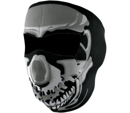 Zan headgear full face chrome skull neoprene mask motorcycle snowmobile atv 