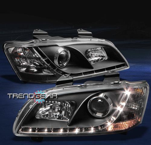 08-10 pontiac g8 gt gxp drl led projector headlight black daytime running w/bulb