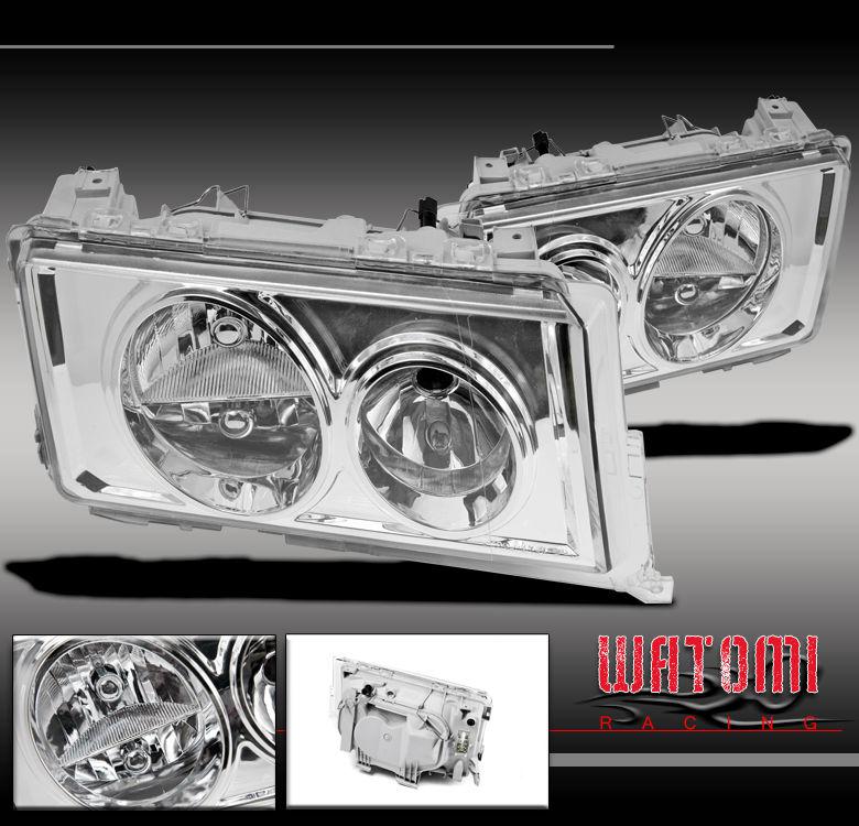 1982-1993 mercedes-benz w201 c-class 190d 190e 4dr crystal headlight lamp chrome