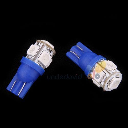 10x blue smd5050 5 led t10 168 car interior reading dashboard light lamp bulb