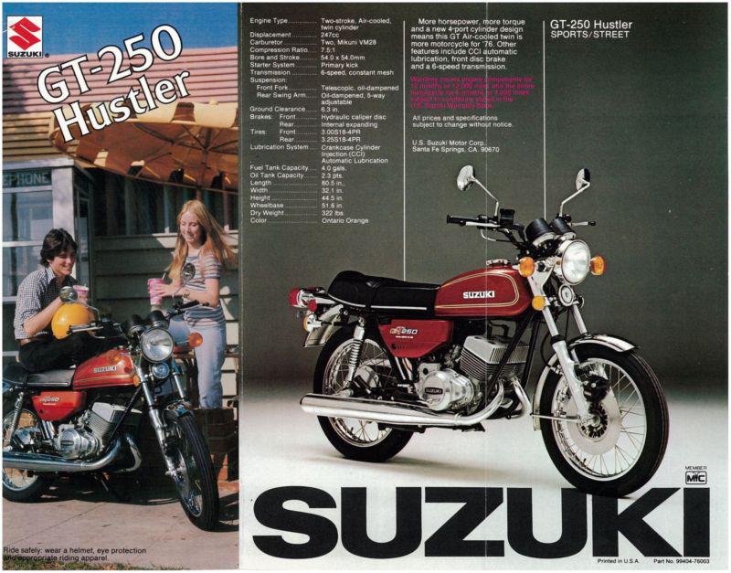 Suzuki brochure gt250 gt250a & gt185 gt185a 1976 sales catalog catalogue repro