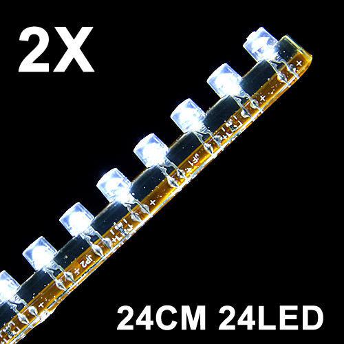 2x 12v 24cm 24 led strip car auto flexible grill light lamp bulb white