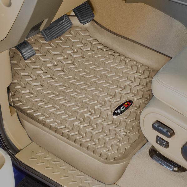 Rugged ridge all terrain front floor liners mats tan 2011-2014 ford explorer 