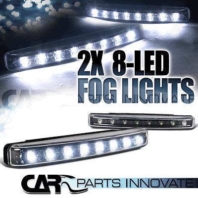 6000k white 2x 8 led daytime running lights black fog bumper lamp drl