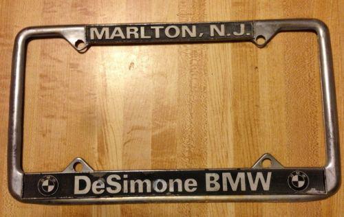 Vintage desimone bmw of marlton, nj chrome metal license plate frame