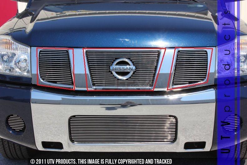 2004 2005 2006 2007 nissan titan 3pc upper chrome billet grille kit 