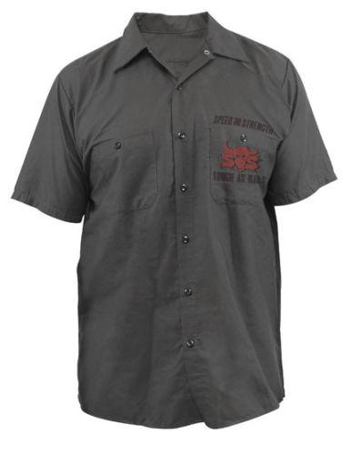 New speed & strength tough-as-nails adult cotton/poly button shirt, gray,2xl/xxl