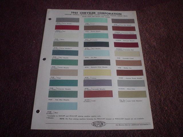 1961 chrysler imperial desoto dodge lancer plymouth valiant truck  paint chips 