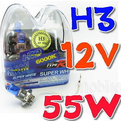 H3 white hid xenon halogen bulb headlight lamp 12v 55w