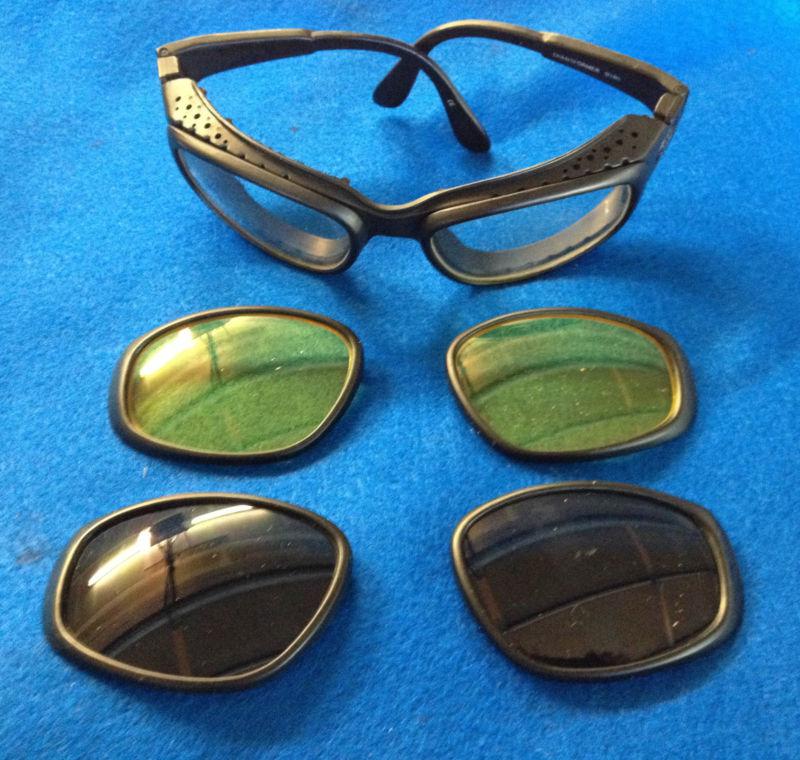 Real nice pair of motorcycle goggles & three sets of lens harley honda kawasaki