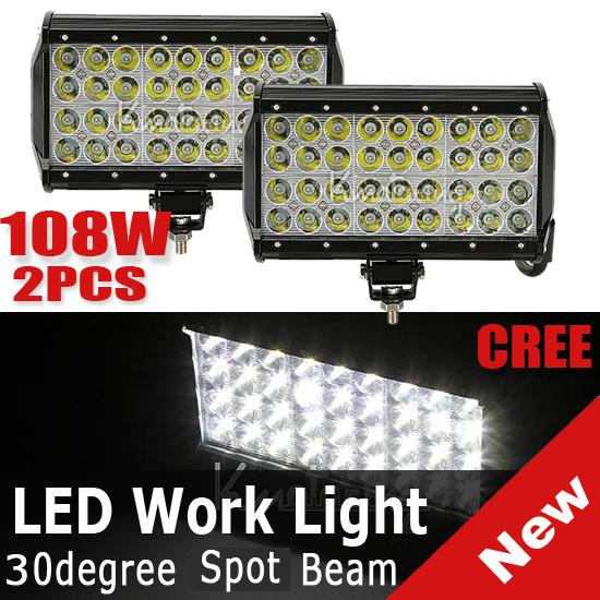 2pcs 108w cree led work light spot offroads lamp car truck boat mining 4wd jeep