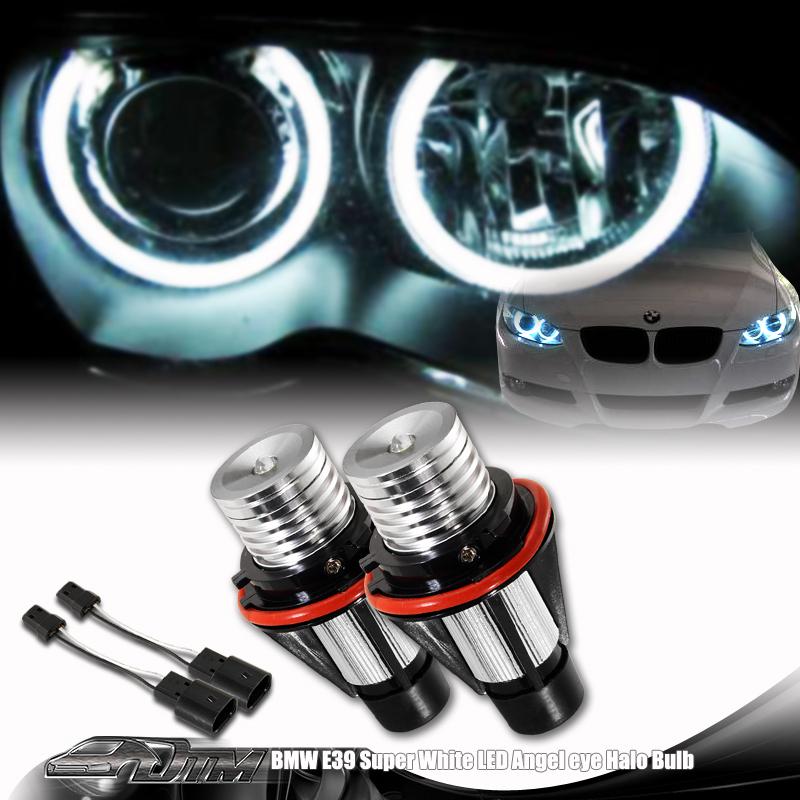 2x 2001-2007 bmw 5 series e39 e60 e61 6w 7000k white led halo angel eye bulbs