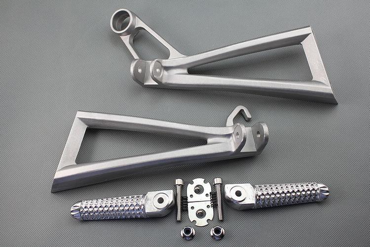 Silver rear passenger foot peg footrest&bracket for 2003 2004 2005 yamaha yzf r6