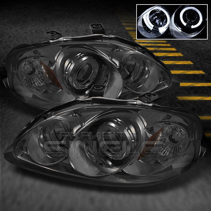 Smoked 99-00 honda civic 2/3/4dr jdm dual halo projector headlights lamps pair