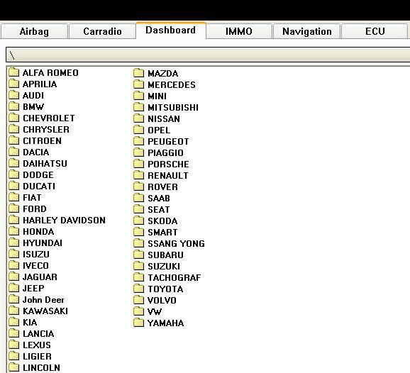 A software with 1750 images to decode correct ecu bsi odometer airbag immo off