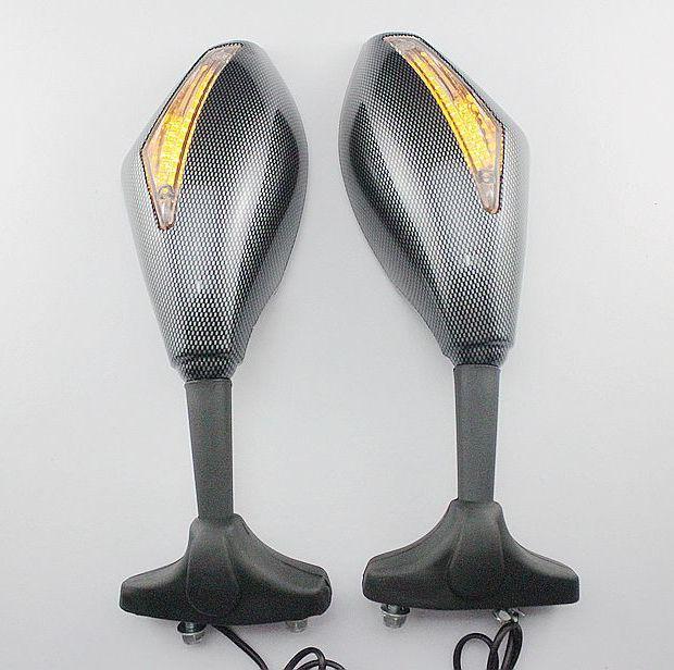 Carbon integrated led turn signal mirrors for yamaha yzf r1 02 03 04 05 06 07 08