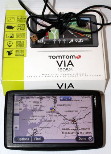 Tomtom via 1605m 6&#034; large gps us &amp; canada &amp; mexico lifetime maps works nice