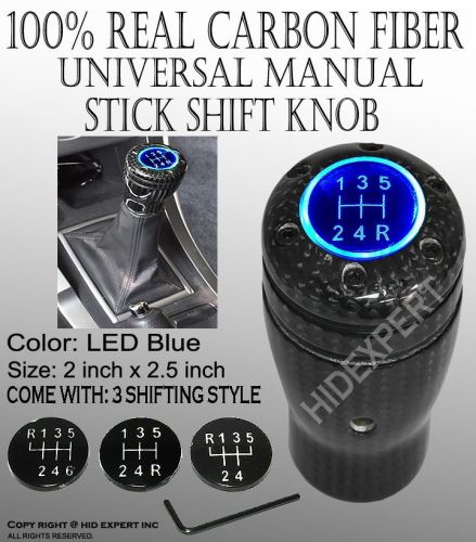 Icbeamer new blue led car carbon fiber manual shifter lever gear shift sh10211