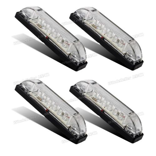 4pcs 4&#034; white slim line led utility strip light marker bar 6led w pigtails